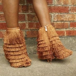 Shimmery Goldish Tassle Bootie